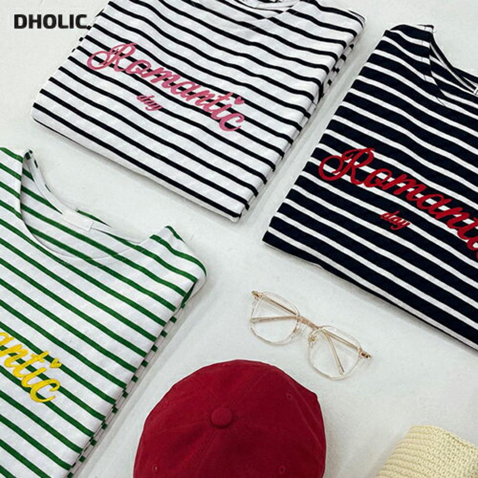 刺繍レタリングボーダーTシャツ・全3色・t00106 レディース 【tops】韓国ファッション トップス Tシャツ 大人 長袖 ラウンドネック 刺繍 レタリング ロゴ ボーダー スリット シンプル 体型カバー 細身 フェミニン カジュアル 秋 冬
