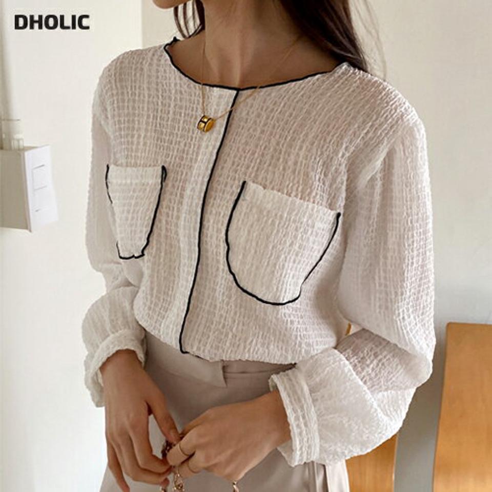 【今だけこの価格】エンボス配色ウェーブTシャツ・全4色・t71579 レディース 【tops】韓国ファッション トップス Tシャツ 大人 長袖 ラウンドネック エンボス 配色 ウェーブ スリット シンプル 細身 フェミニン カジュアル 秋 冬 セール