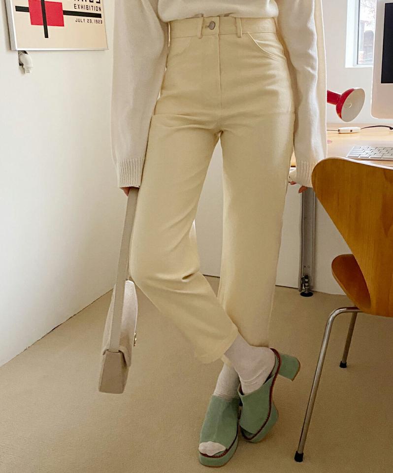 コットンストレートパンツ・全4色・t71597 レディース 【pt】韓国ファッション ボトムス ロング ロングパンツ コットンパンツ ストレート ワイド 無地 ベーシック シンプル フェミニン カジュアル 秋 冬