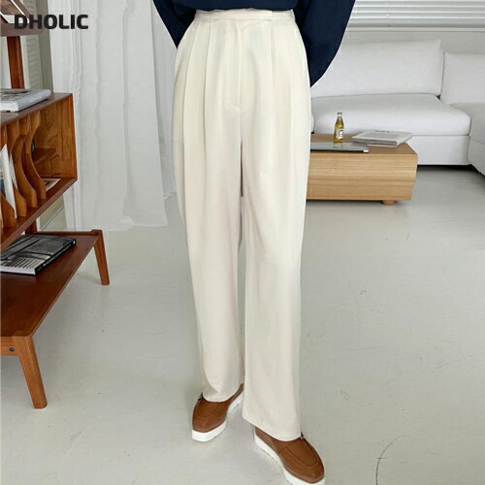 バックゴムワイドタックスラックス・全3色・t71668 レディース 【pt】スラックス パンツ ズボン ロングパンツ タック ワイドパンツ 単色 無地 シンプル オフィスカジュアル 大人 ハイウエスト 春 秋 冬 韓国ファッション ハイホリHIHOLLI