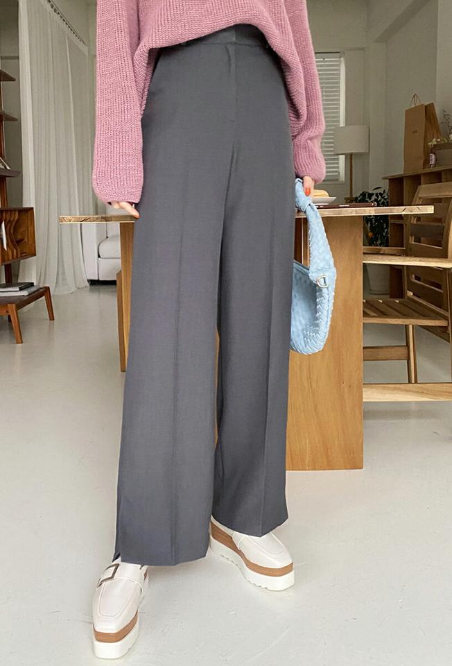 スリットワイドスラックス・全3色・t71666 レディース 【pt】スラックス パンツ ズボン ロングパンツ ワイドパンツ スリット 単色 無地 シンプル ベーシック 大人 オフィスカジュアル きれいめ 春 秋 冬 韓国ファッション ハイホリHIHOLLI