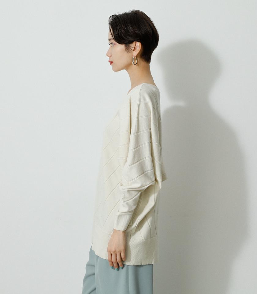 BIAS RIB LOOSE KNIT TOPS/バイアスリブルーズニットトップス