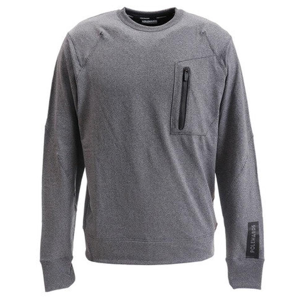 POLEWARDS PP Grid 長袖クルーネックシャツ PW27JE08MGRY （メンズ）