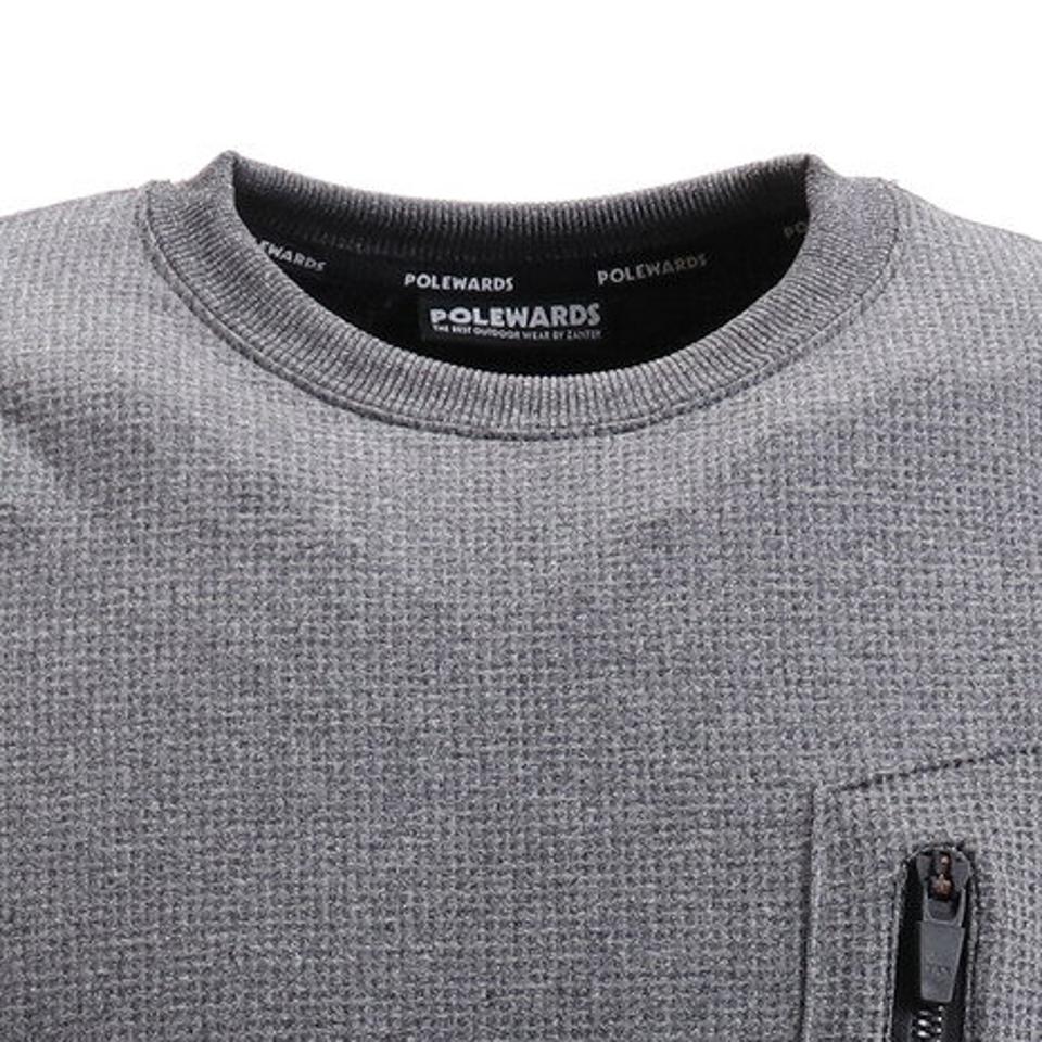 POLEWARDS PP Grid 長袖クルーネックシャツ PW27JE08MGRY （メンズ）