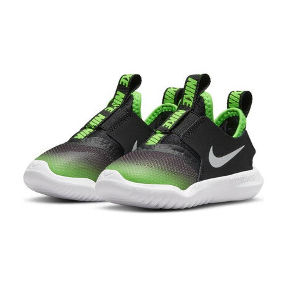 ナイキ（NIKE）（キッズ）フレックス ランナー TD ブラック グリーン AT4665-020 ジュニア ベビー キッズ スニーカー 紐なし 子供靴 通園