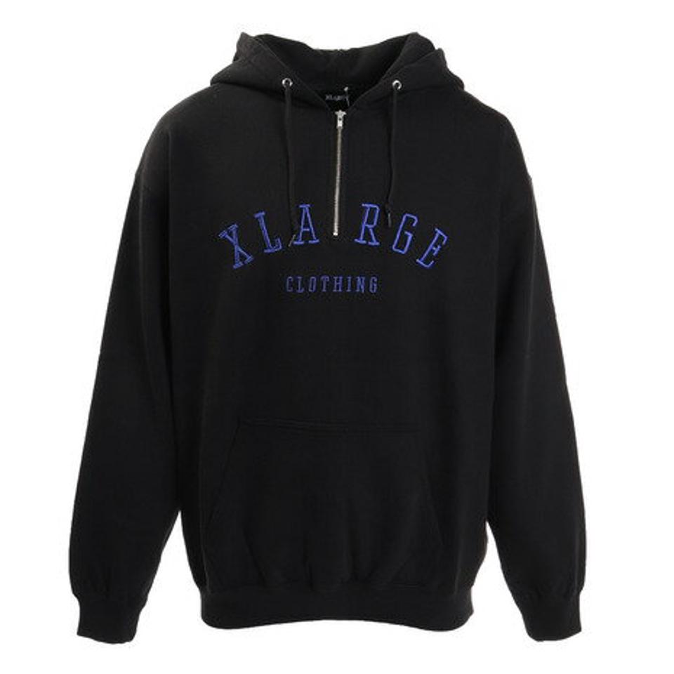 エクストララージ（XLARGE） ハーフジップ フーディスウェット 101213012010-BLACK （メンズ）