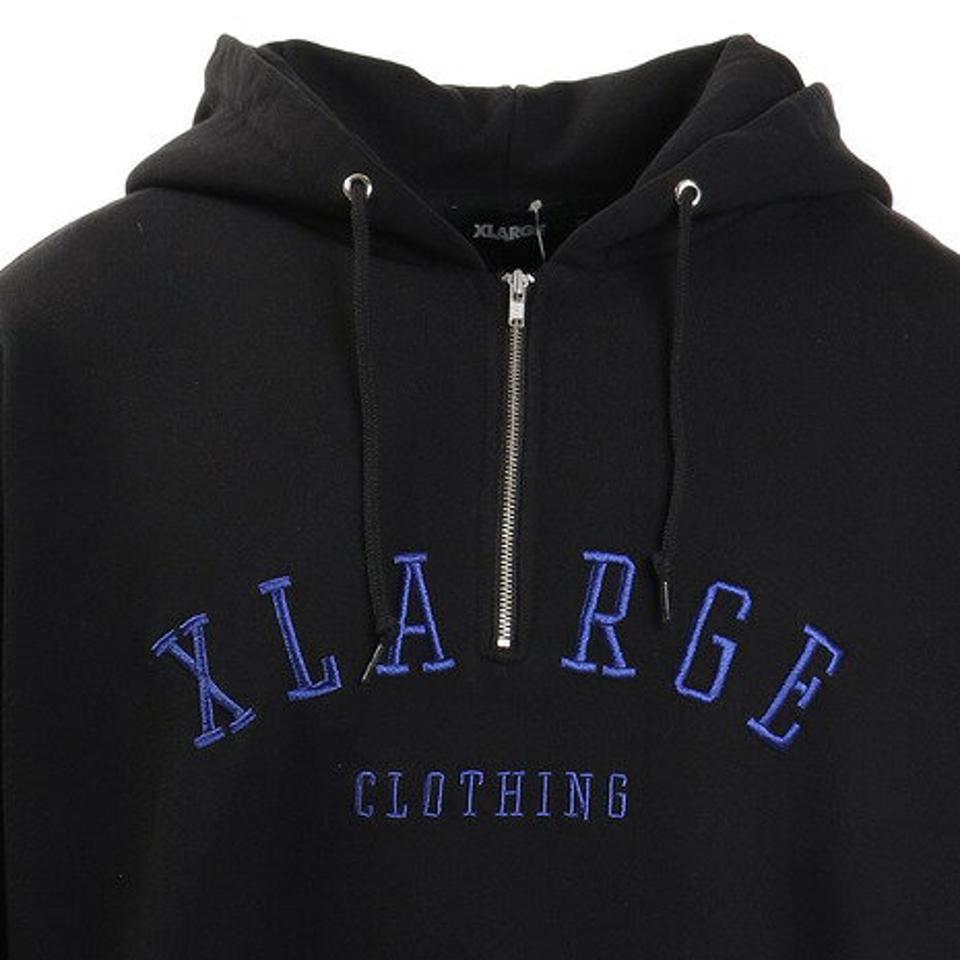 エクストララージ（XLARGE） ハーフジップ フーディスウェット 101213012010-BLACK （メンズ）