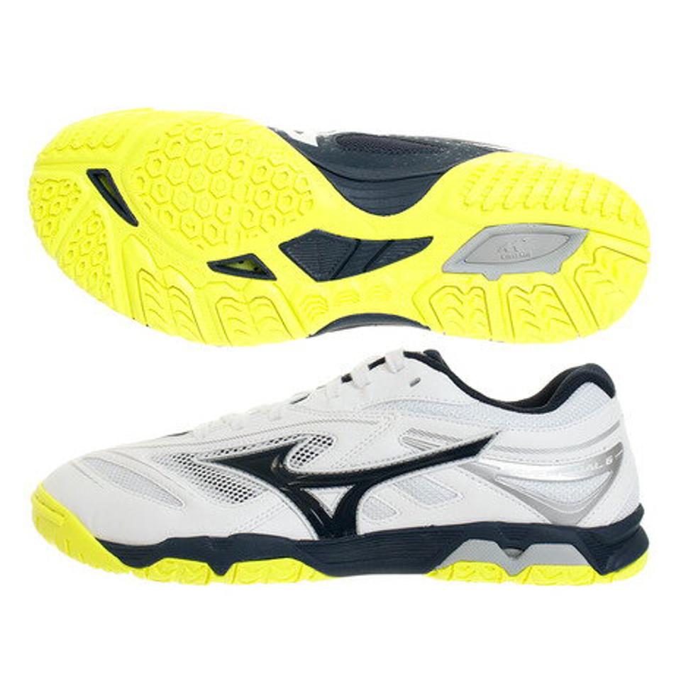 ミズノ（MIZUNO）（メンズ、レディース）卓球シューズ ウエーブメダル 6 (WAVE MEDAL) 81GA191514 ホワイト×ネイビー×イエロー 男女兼用