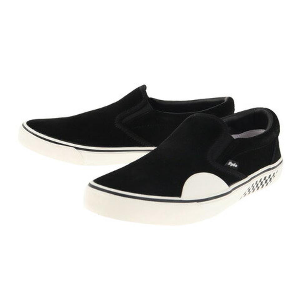 スライド（SLYDE）（メンズ）メンズ スニーカー スリッポン 黒 スケーター ローカット スエード SUEDE ブラック ブラックホワイト ボーダーシューズ