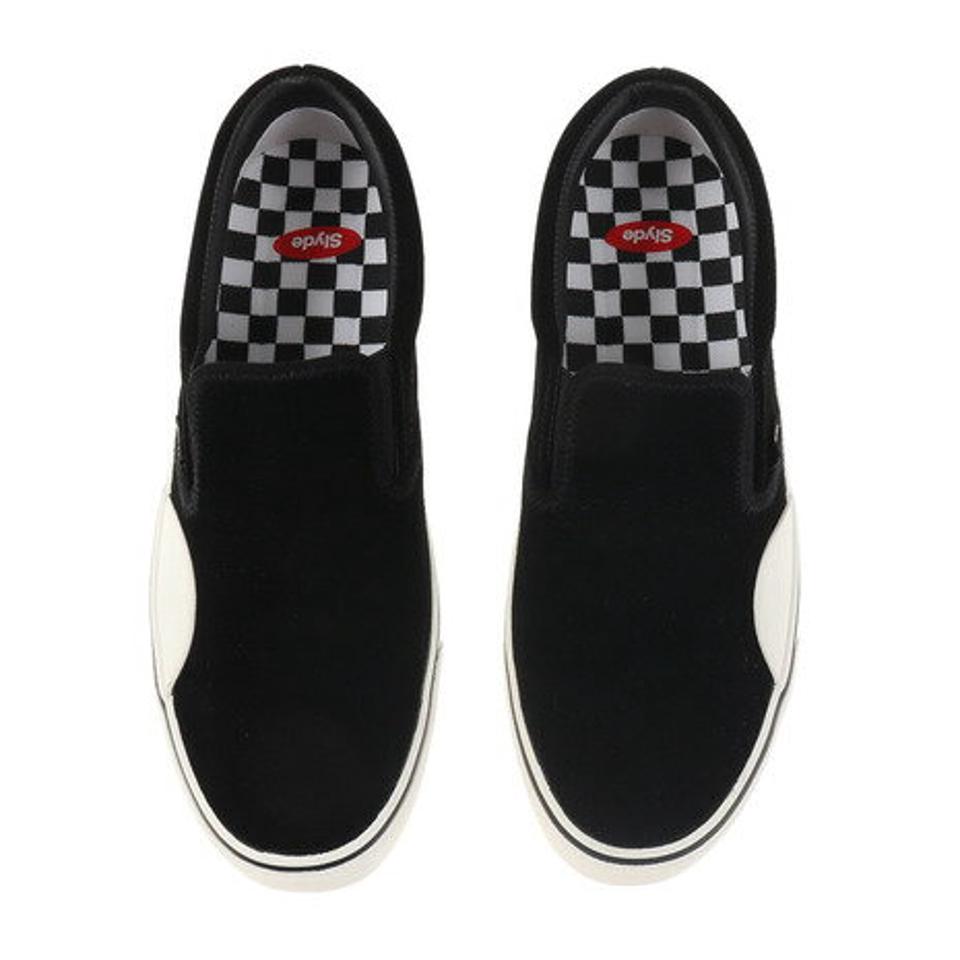 スライド（SLYDE）（メンズ）メンズ スニーカー スリッポン 黒 スケーター ローカット スエード SUEDE ブラック ブラックホワイト ボーダーシューズ