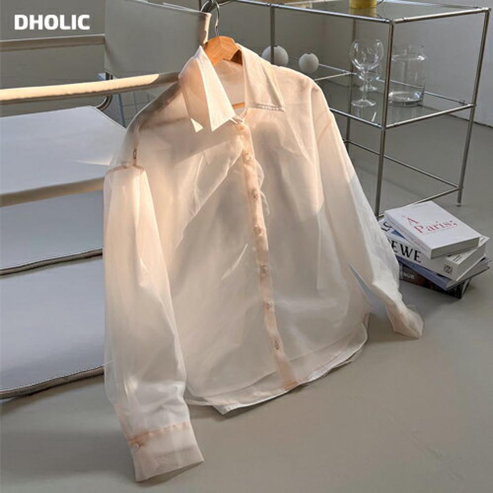 オーバーフィットシャツ2SET・全2色・b00097 レディース 【bl】トップス シャツ 長袖 ゆったり オーバーサイズ 単色 無地 シンプル コットン シースルー 白シャツ セット 大人 きれいめ 春 秋 韓国ファッション ハイホリHIHOLLI