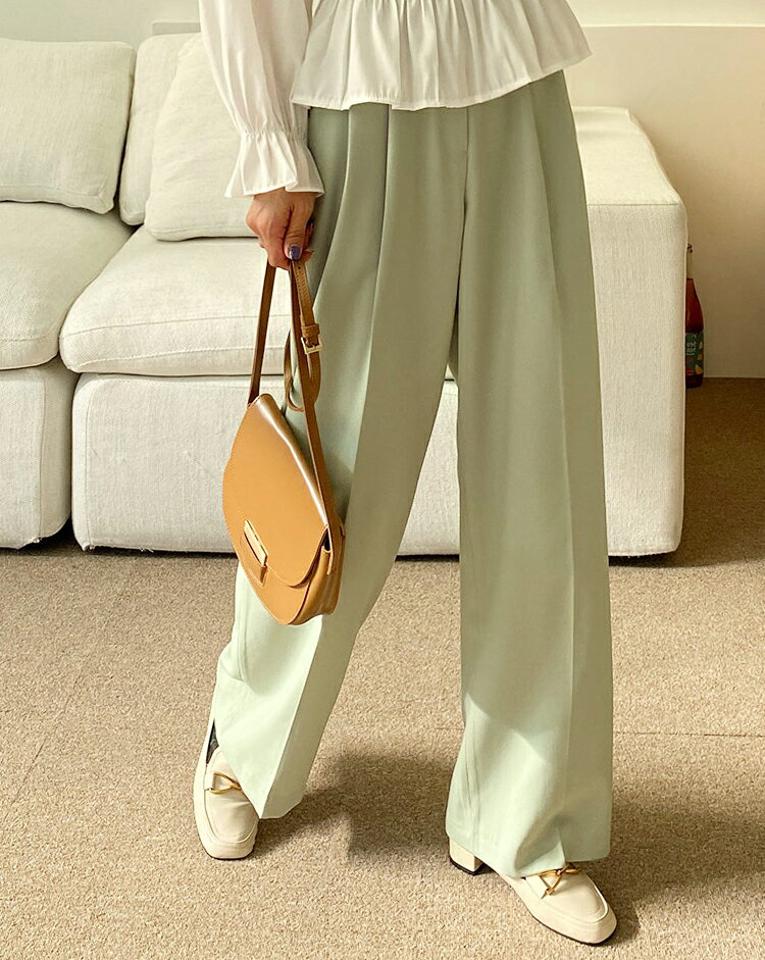 ツータックワイドスラックス・全4色・t66480 レディース 【pt】韓国ファッション ボトムス ロング ロングパンツ スラックスパンツ スラックス ツータック ワイド ハイウエスト 無地 シンプル フェミニン カジュアル 秋 冬