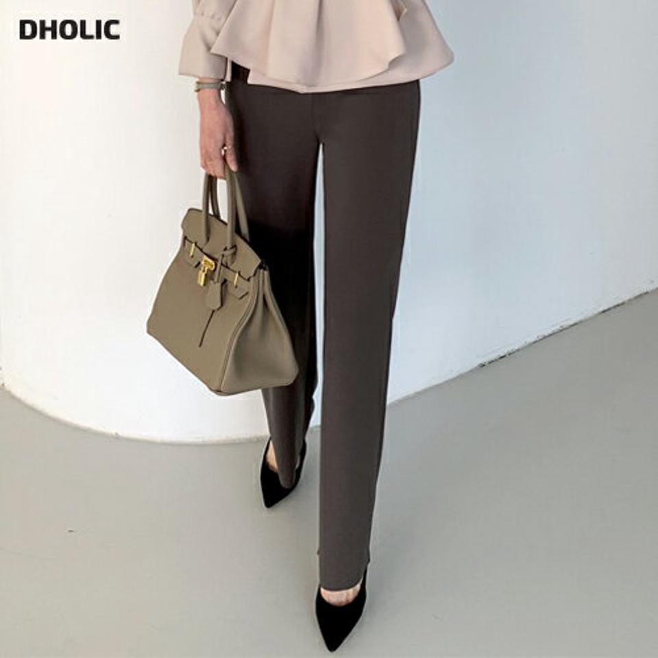 ストレートウエストゴムパンツ・全4色・t00113 レディース 【pt】パンツ ズボン ロングパンツ ウエストゴム ストレートパンツ 単色 無地 シンプル ベーシック 大人 きれいめ ハイウエスト 春 秋 冬 韓国ファッション ハイホリHIHOLLI