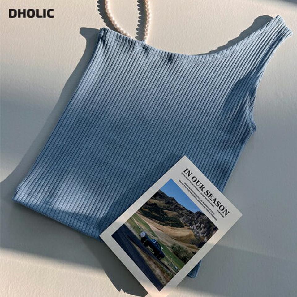 ストラップ付2WAYアシメノースリーブ・全4色・00094 レディース 【tops】トップス スリーブレス ノースリーブ ワンショルダー 前後着用自由 リブトップス 単色 無地 シンプル カジュアル y2k 春 夏 韓国ファッション ハイホリHIHOLLI