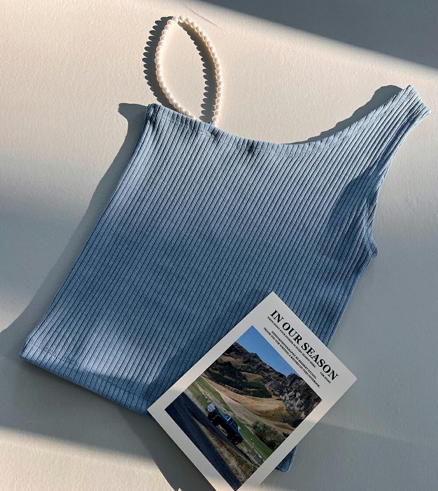 ストラップ付2WAYアシメノースリーブ・全4色・00094 レディース 【tops】トップス スリーブレス ノースリーブ ワンショルダー 前後着用自由 リブトップス 単色 無地 シンプル カジュアル y2k 春 夏 韓国ファッション ハイホリHIHOLLI