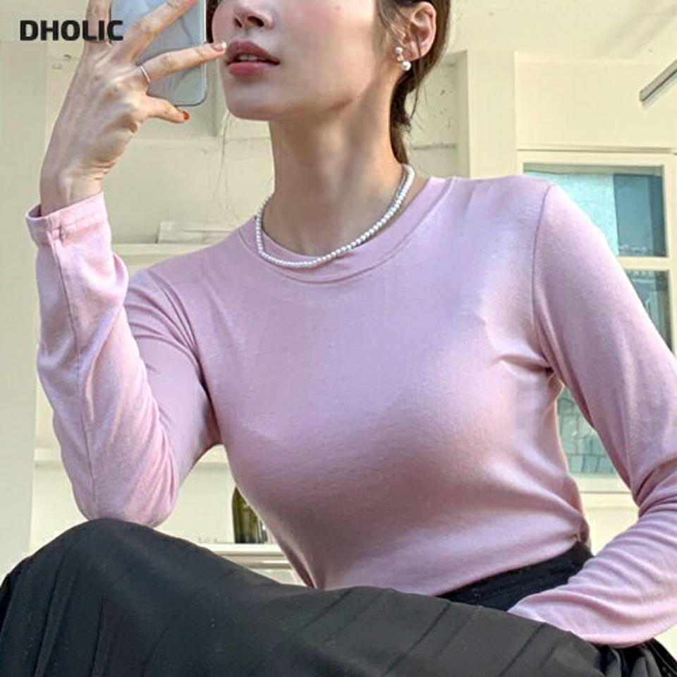 レーヨン混長袖Tシャツ・全7色・t00092 レディース 【tops】トップス Tシャツ 長袖 ロンT 単色 無地 シンプル ベーシック 大人 きれいめ カジュアル ラウンドネック 無地T 春 秋 冬 韓国ファッション ハイホリHIHOLLI