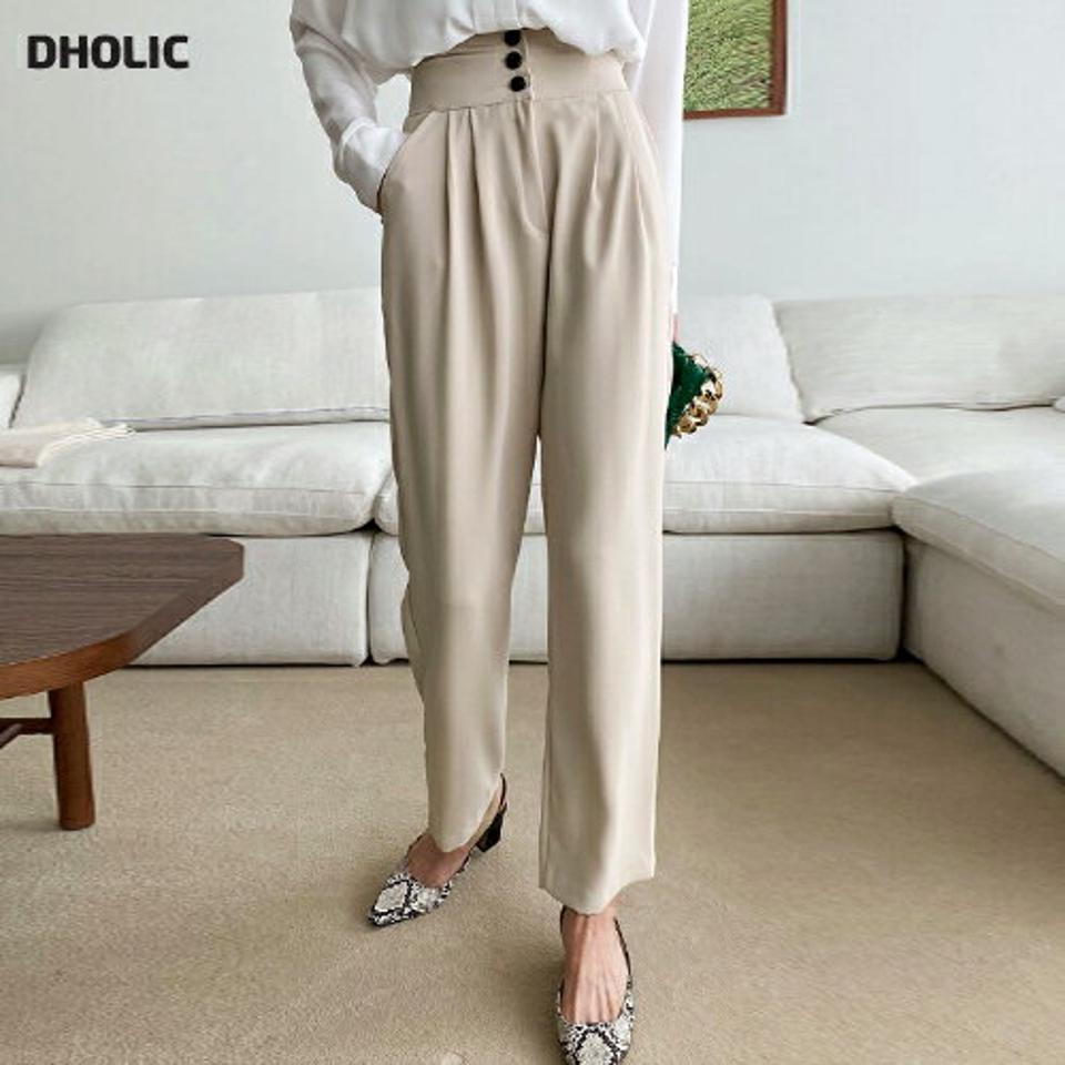 3ボタンワイドスラックス・全2色・t71635 レディース 【pt】スラックス パンツ ズボン ロングパンツ 単色 無地 シンプル ベーシック 大人 きれいめ オフィスカジュアル 春 秋 冬 韓国ファッション ハイホリHIHOLLI