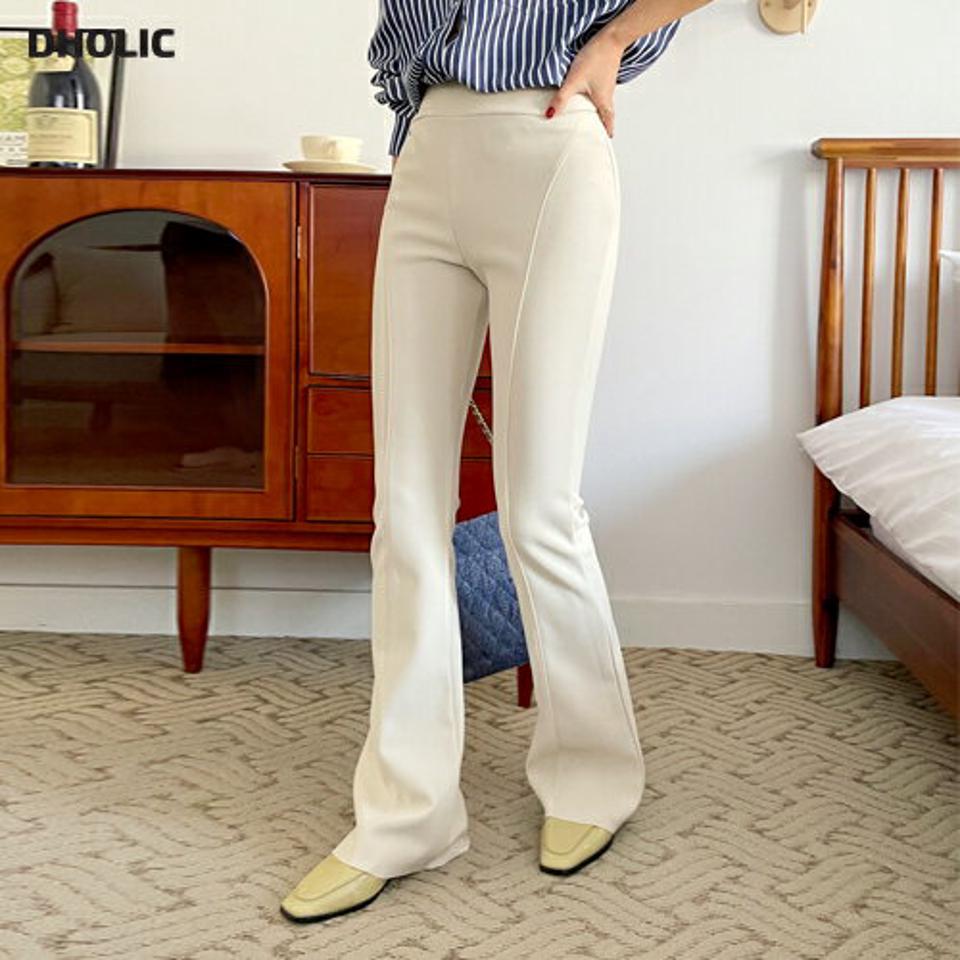 ハイウエストストレッチフレアスラックス・全2色・t66648 レディース 【pt】韓国ファッション ボトムス ロング ロングパンツ スラックスパンツ スラックス ハイウエスト ストレッチ フレア 無地 シンプル 体型カバー フェミニン カジュアル 秋 冬