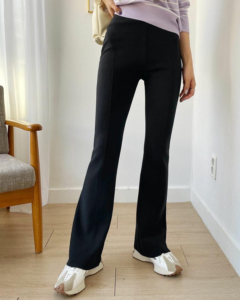 ハイウエストストレッチフレアスラックス・全2色・t66648 レディース 【pt】韓国ファッション ボトムス ロング ロングパンツ スラックスパンツ スラックス ハイウエスト ストレッチ フレア 無地 シンプル 体型カバー フェミニン カジュアル 秋 冬