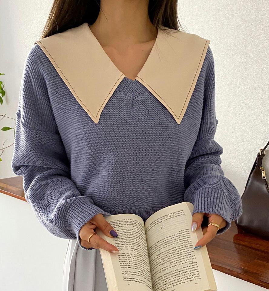 Vネッククロップドニット・全6色・t66638 レディース 【tops】韓国ファッション トップス ニット 大人 長袖 Vネック クロップド丈 ドロップショルダー 無地 ベーシック シンプル フェミニン カジュアル デイリー 秋 冬