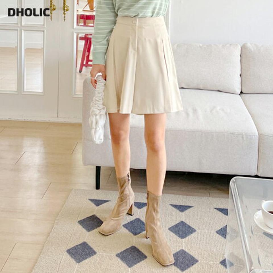 ハーフスラックス・全2色・t66647 レディース 【pt】韓国ファッション ボトムス ハーフ ハーフパンツ スラックス ハイウエスト ワイド モダン 無地 シンプル 体型カバー 足長 美脚 フェミニン カジュアル 秋 春