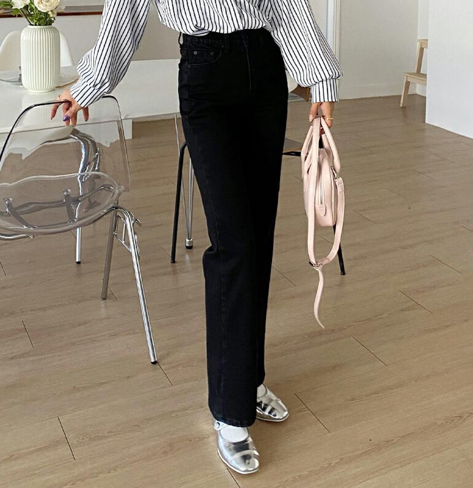 シークレットゴムブラックフレアパンツ・全1色・t66686 レディース 【pt】韓国ファッション ボトムス ロング ロングパンツ シークレットゴム フレア ベルトループ 無地 シンプル フェミニン カジュアル 秋 冬