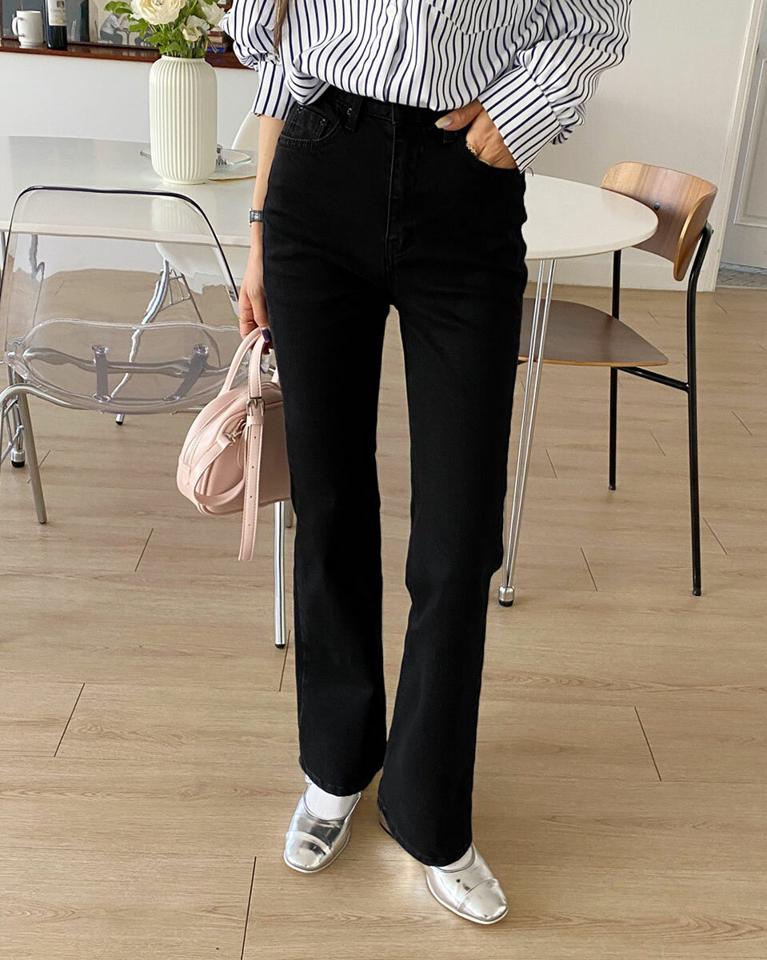 シークレットゴムブラックフレアパンツ・全1色・t66686 レディース 【pt】韓国ファッション ボトムス ロング ロングパンツ シークレットゴム フレア ベルトループ 無地 シンプル フェミニン カジュアル 秋 冬