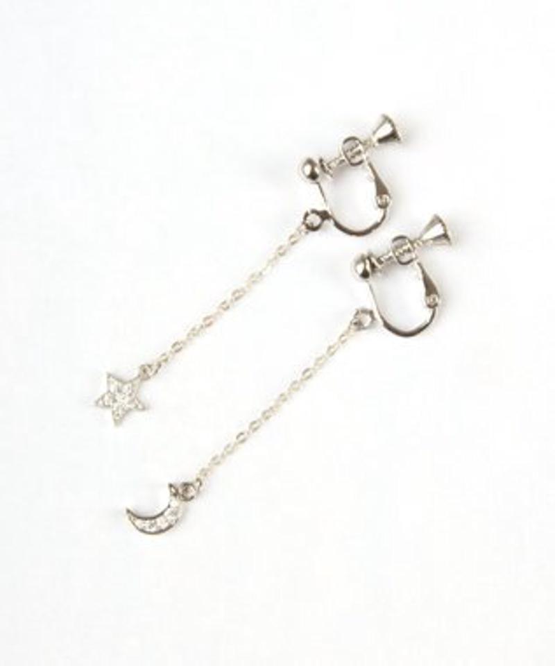 【ギフトにおススメ♪】SS925 月×星ネックレス＆イヤリングセット