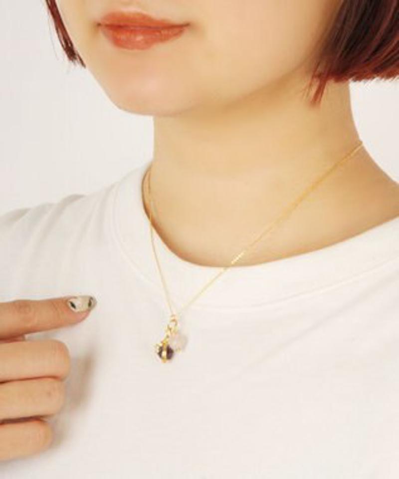 【2月誕生石】K14GF アメジスト×ローズ花ガラスネックレス