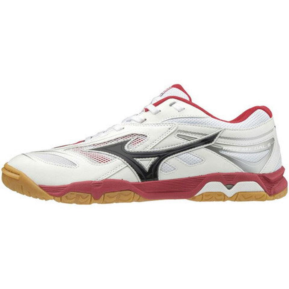 ミズノ(MIZUNO) 卓球シューズ ウエーブメダル 6 (WAVE MEDAL) 81GA191509 ホワイト×ブラック×レッド 男女兼用