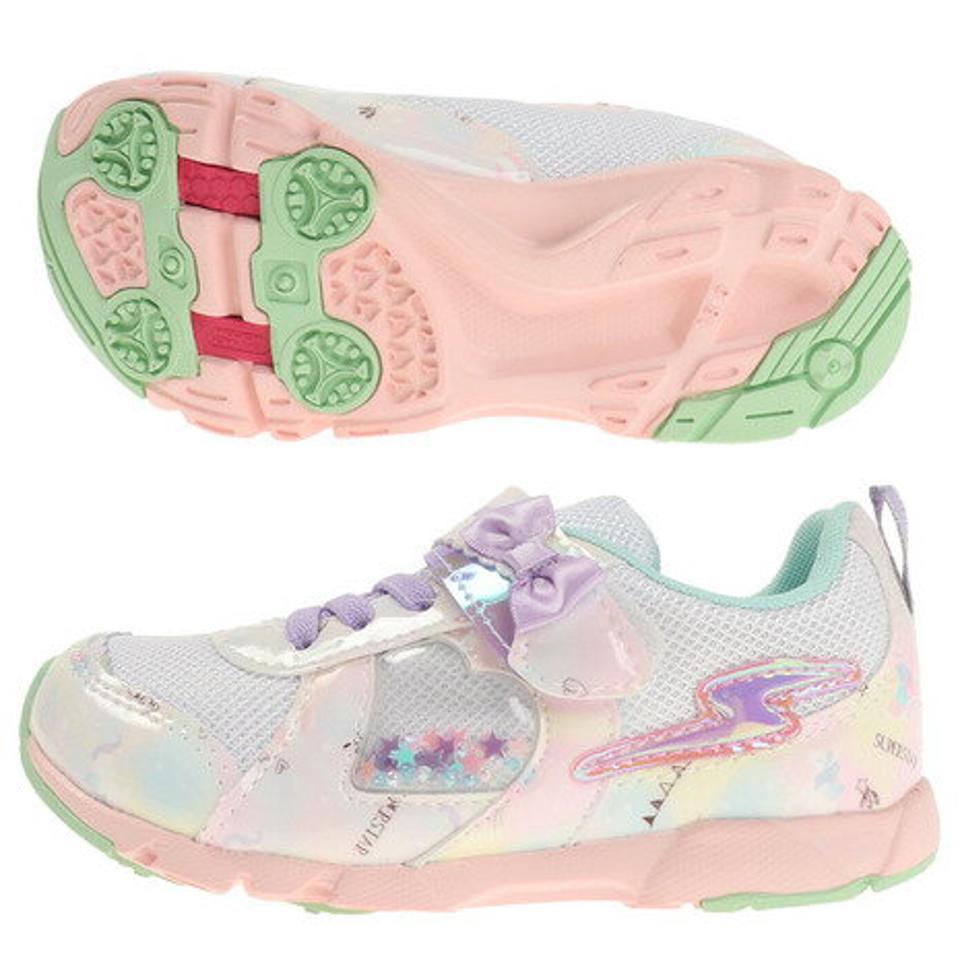 ムーンスター（MoonStar） ジュニアスポーツシューズ ベルクロ ベルト付き スニーカー SS K1060 ピンク ホワイト 運動靴 ガールズ （キッズ）