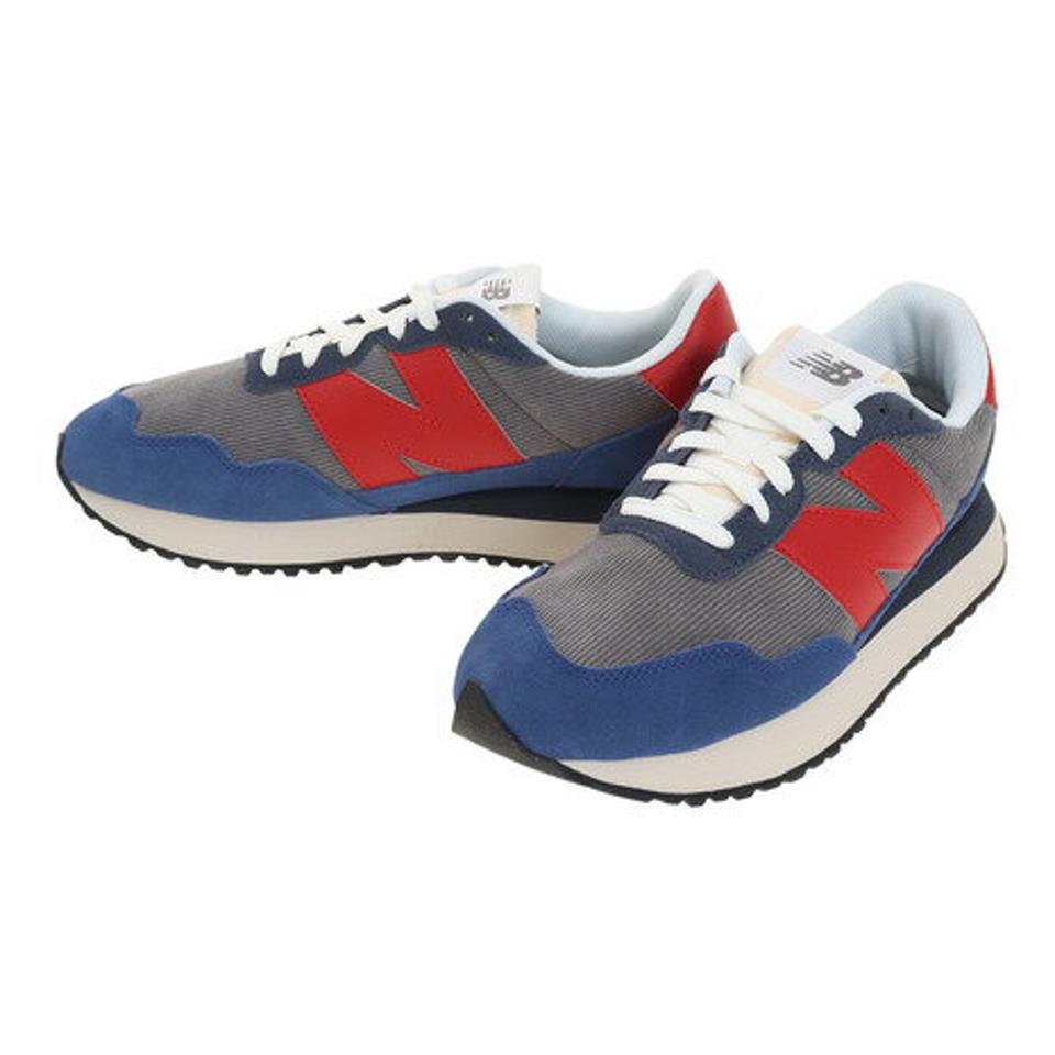 ニューバランス（new balance）（メンズ、レディース）スニーカー MS237 LE1 D グレー ブルー カラフル ビックロゴ カジュアルシューズ 通勤 通学 普段履き