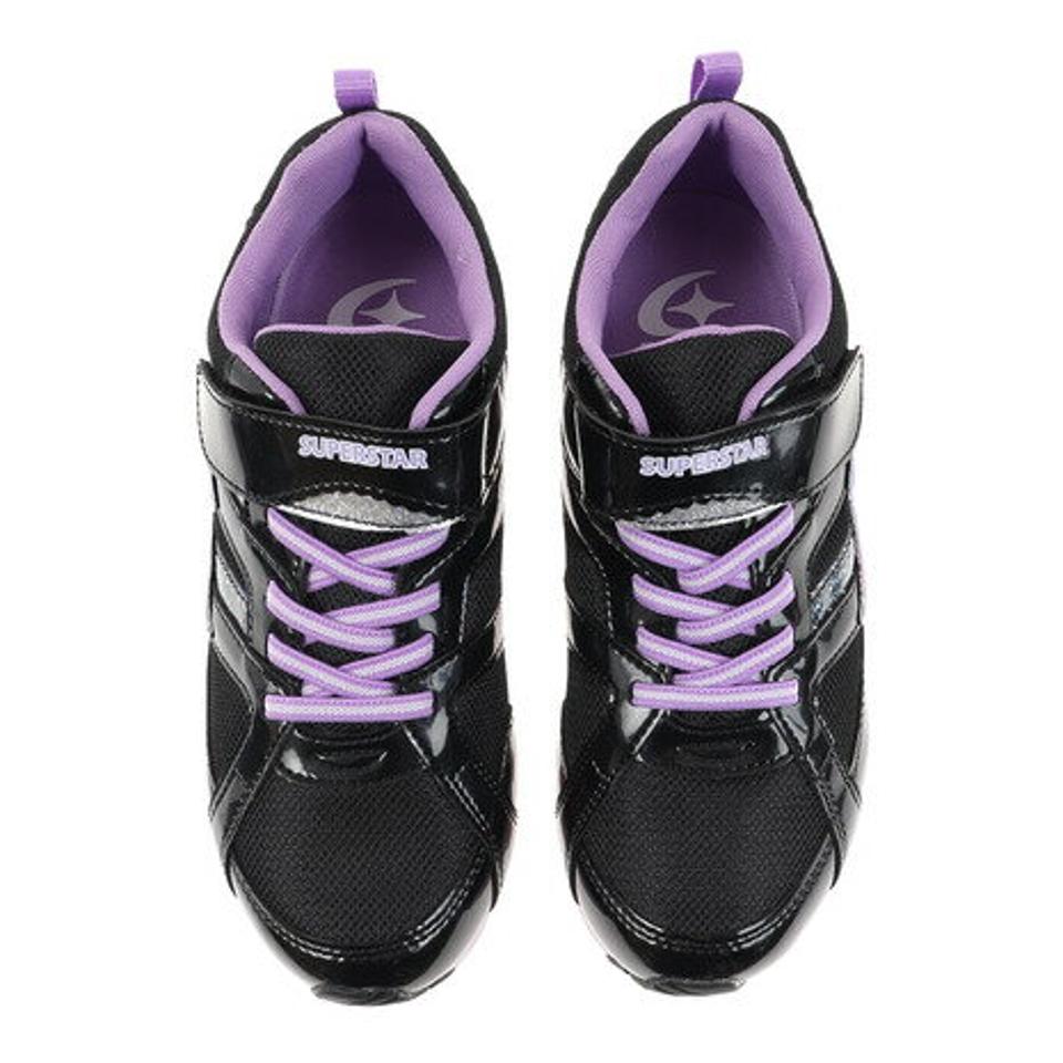 ムーンスター（MoonStar）（キッズ）ジュニアスポーツシューズ ベルクロ ベルト付き スニーカー SSJ7142F BK 12295786