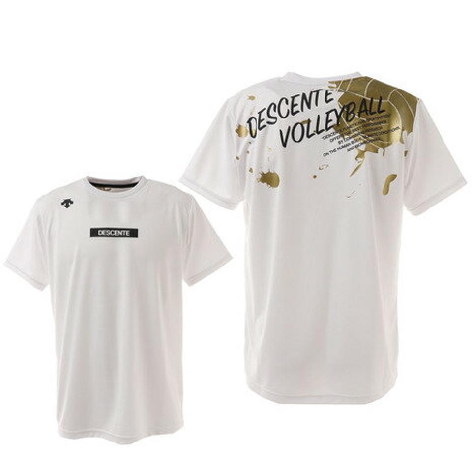 【5点以上で10％OFFクーポン！8/11まで】デサント（DESCENTE） バレーボールウェア DPP半袖プラクティスシャツ DX-B0947XB WH （メンズ、レディース）