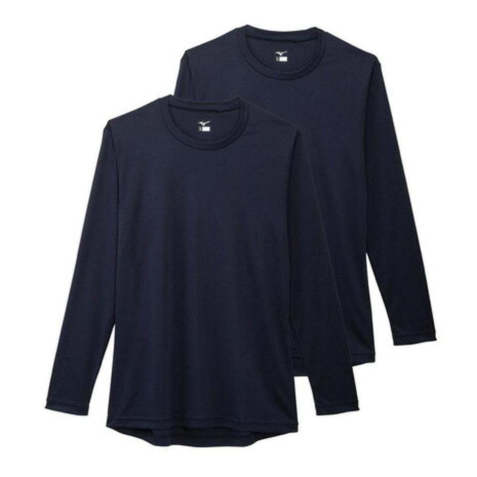 ミズノ（MIZUNO）（メンズ） 野球 アンダーシャツ ローネック 長袖 インナー シャツ 2枚組 12JA0Q03