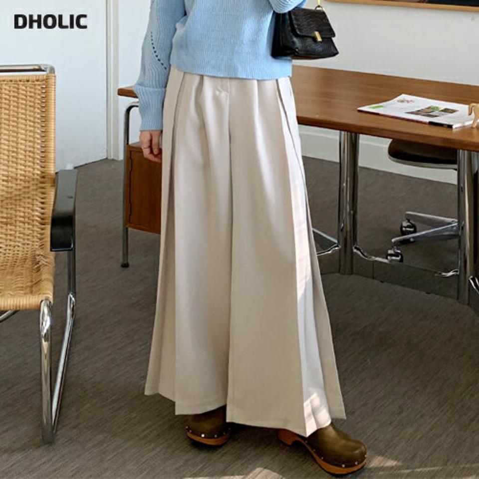 ツータックワイドスラックス・全3色・t00174 レディース 【pt】韓国ファッション ボトムス ロング ロングパンツ スラックスパンツ スラックス ツータック ワイド ハイウエスト 無地 シンプル 体型カバー フェミニン カジュアル 秋 冬