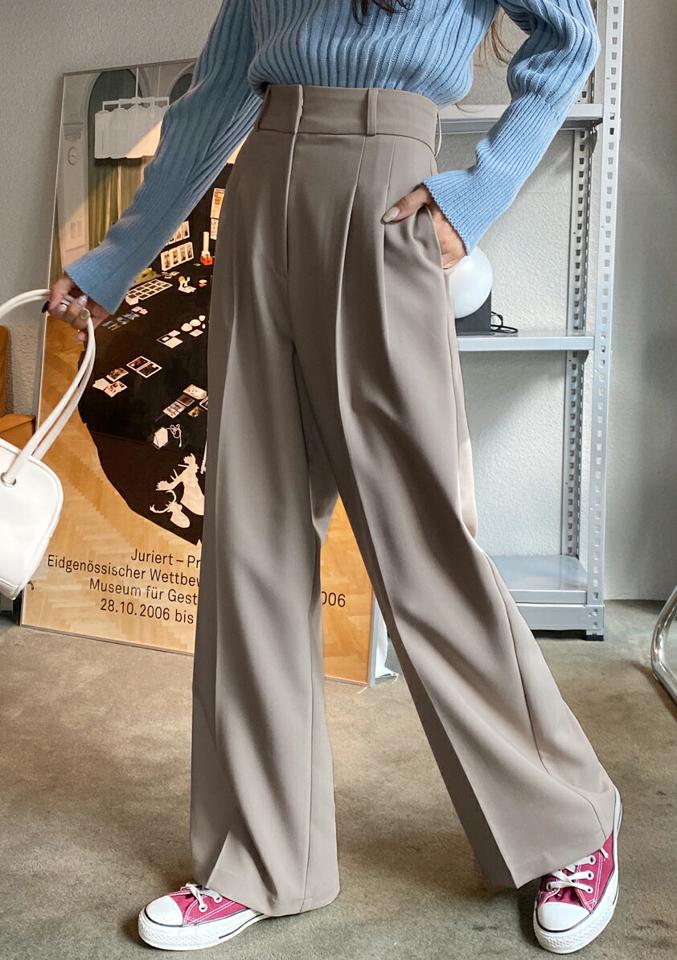 ツータックワイドスラックス・全4色・t00241 レディース 【pt】韓国ファッション ボトムス ロング ロングパンツ スラックスパンツ スラックス ツータック ワイド ハイウエスト センタープレス 無地 シンプル カジュアル 秋 冬