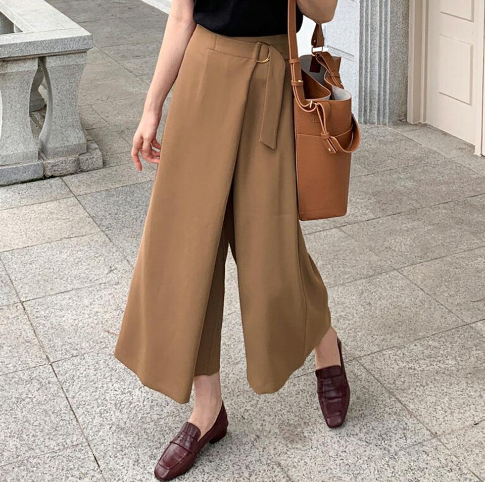 ≪人気商品再入荷≫ラップリングベルトパンツ・全3色・e71081 レディース 【pt】パンツ ズボン ロングパンツ ラップデザイン ラップパンツ 単色 無地 シンプル 大人 体型カバー カジュアル ユニーク ワイド 春 秋 韓国ファッション ハイホリHIHOLLI