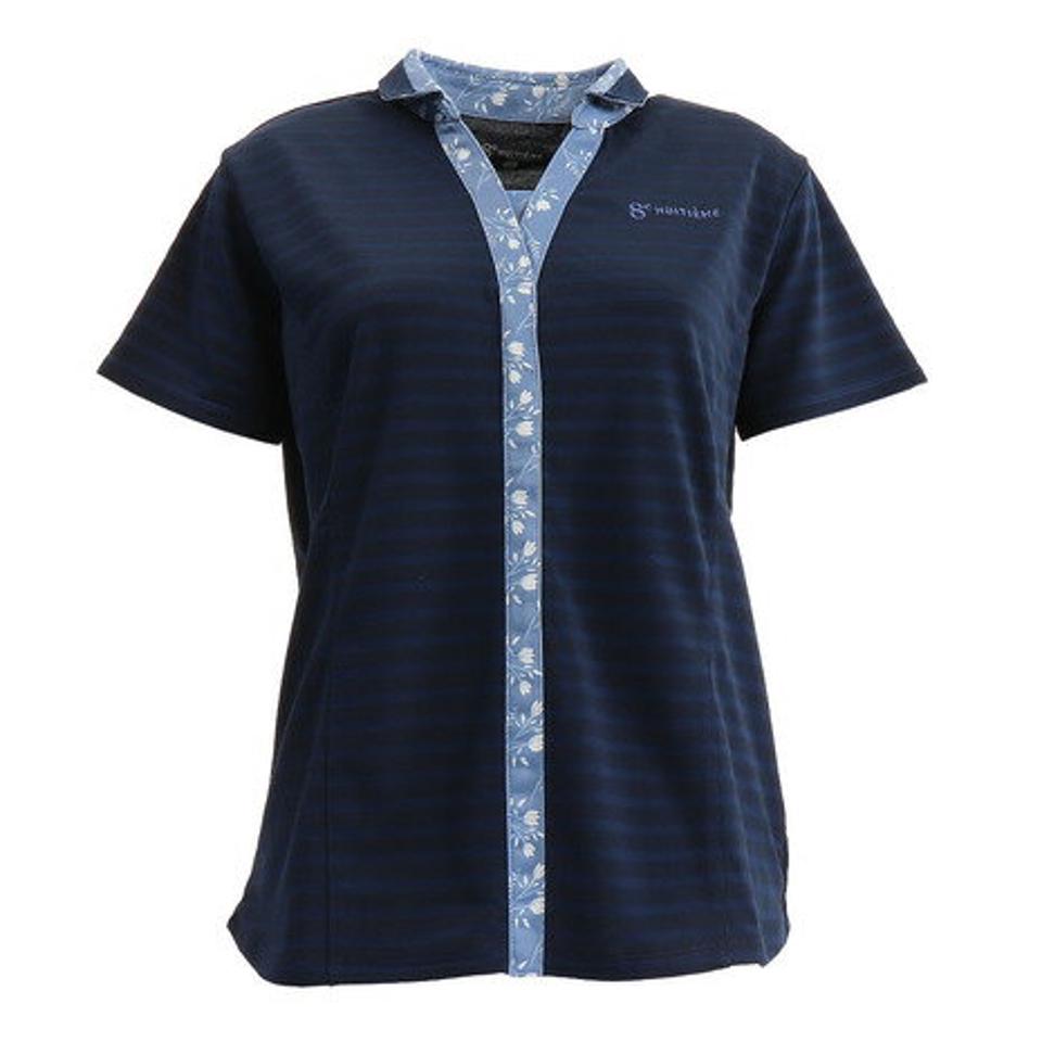ウィッテム（HUITIEME） テニスウェア ドライプラス ボーダー ポロシャツ HU20FLS733056NVY （レディース）