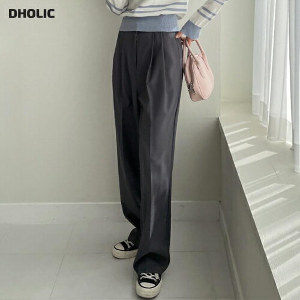 ツータックワイドスラックス・全3色・t02037 レディース 【pt】韓国ファッション ボトムス ロング ロングパンツ スラックスパンツ スラックス ツータック ワイド ハイウェスト 無地 シンプル フェミニン カジュアル 秋 冬