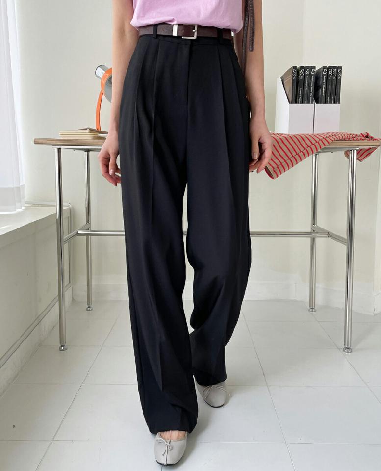 ツータックワイドスラックス・全3色・t02037 レディース 【pt】韓国ファッション ボトムス ロング ロングパンツ スラックスパンツ スラックス ツータック ワイド ハイウェスト 無地 シンプル フェミニン カジュアル 秋 冬