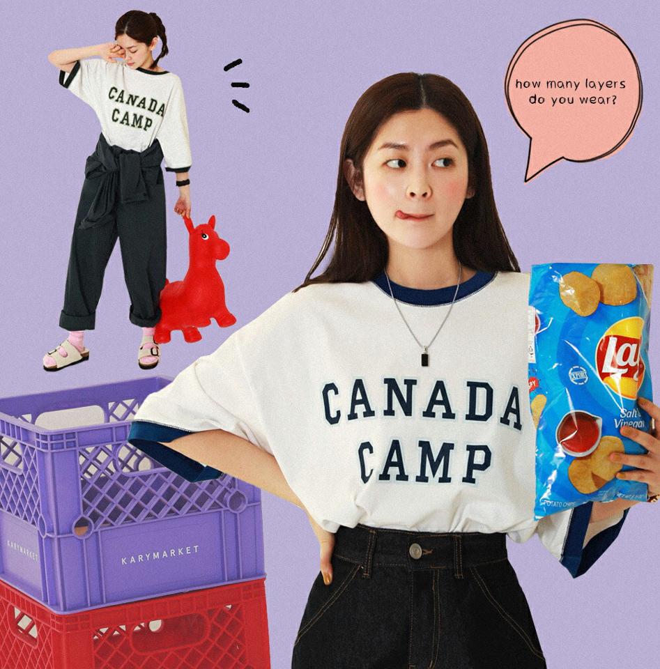 配色ラインレタリング半袖Tシャツ・全2色・a71654 レディース 【tops】韓国ファッション トップス Tシャツ 大人 半袖 ラウンドネック 配色 レタリング 英字 ロゴ ルーズ 体型カバー 細身 フェミニン カジュアル デイリー 秋 冬