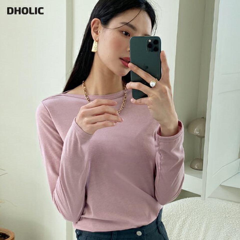 ボートネックTシャツ・全6色・b71692 レディース 【tops】トップス Tシャツ 長袖 ロンT ボートネック 単色 無地 無地T シンプル ベーシック 大人 春 秋 冬 韓国ファッション ハイホリHIHOLLI