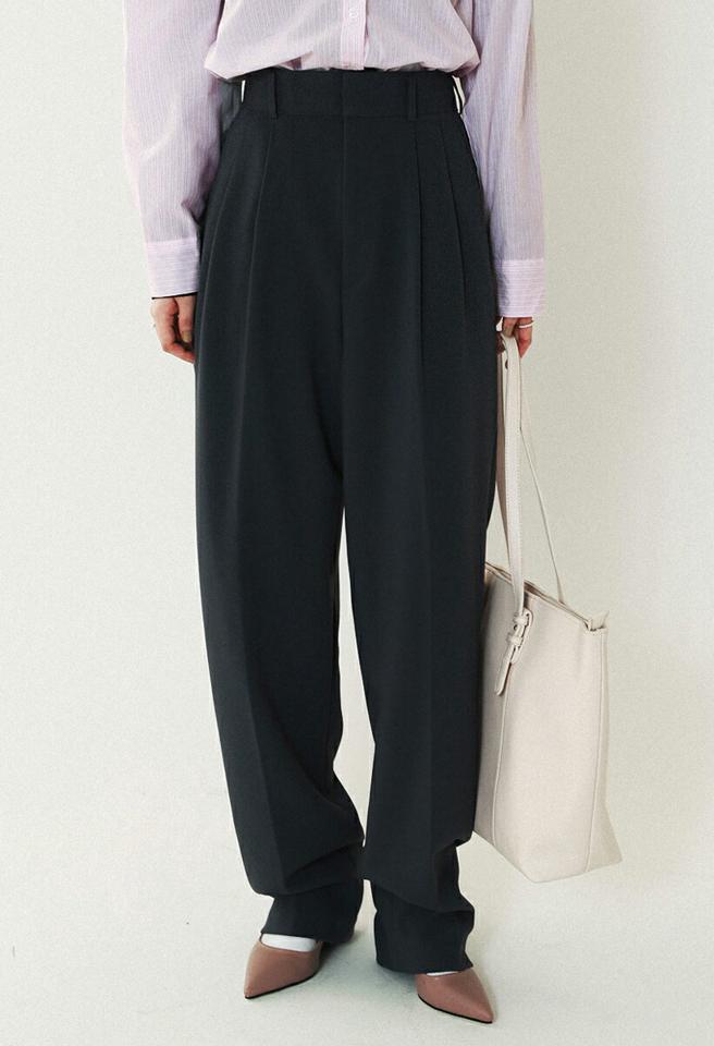 ツータックワイドスラックス・全3色・a71662 レディース 【pt】韓国ファッション ボトムス ロング ロングパンツ スラックスパンツ スラックス ツータック ワイド ベルトループ 無地 シンプル フェミニン カジュアル 秋 冬