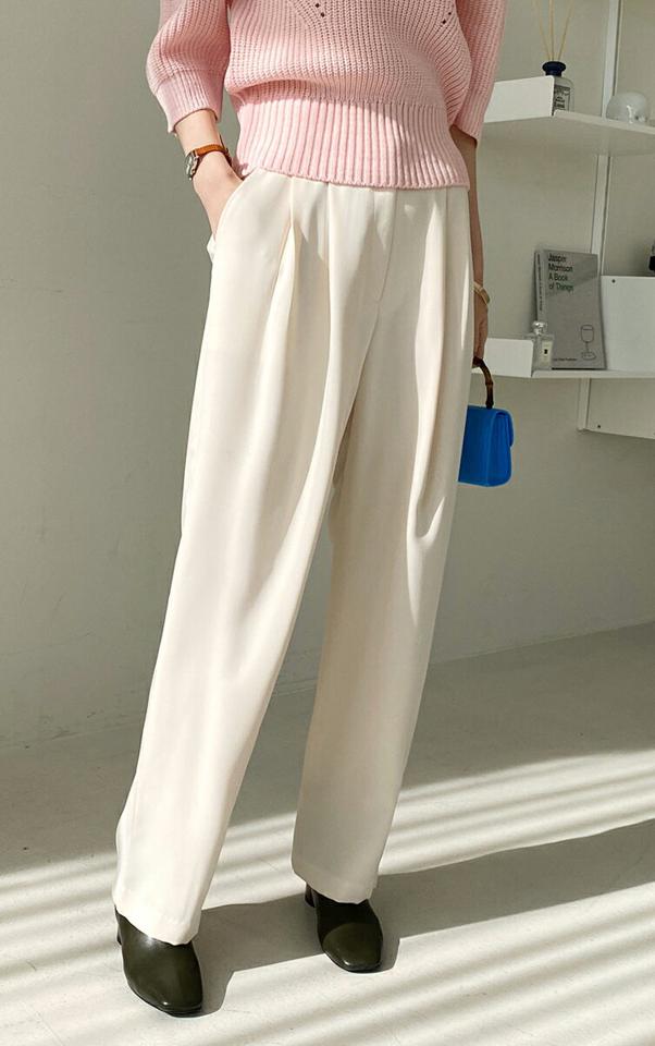 タックバックゴムワイドスラックス・全5色・t71721 レディース 【pt】スラックス パンツ ズボン ロングパンツ 単色 無地 シンプル ベーシック 大人 きれいめ ワイドパンツ タック ハイウエスト 春 秋 冬 韓国ファッション ハイホリHIHOLLI