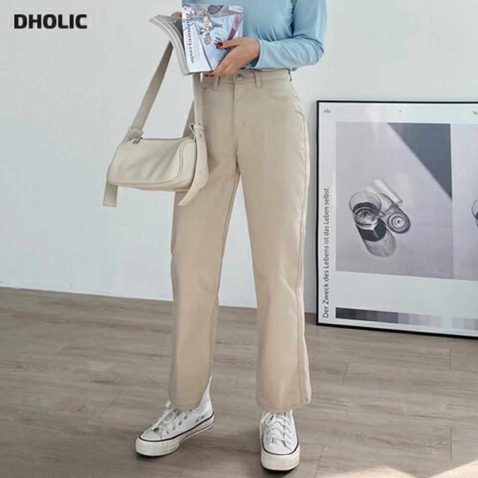ハイウエストストレートパンツ・全3色・b66253 レディース 【pt】韓国ファッション ボトムス ロング ロングパンツ ハイウエスト ストレートパンツ コットン 無地 シンプル フェミニン カジュアル 秋 冬