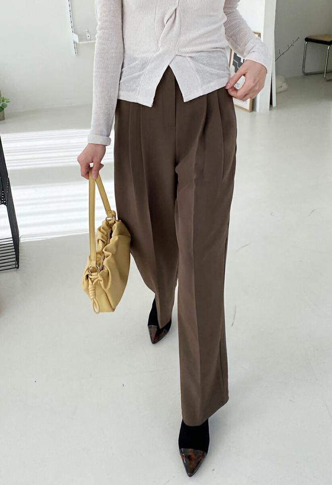 ツータックワイドスラックス・全3色・t71708 レディース 【pt】スラックス パンツ ズボン ロングパンツ タック ワイドパンツ 単色 無地 シンプル 大人 オフィスカジュアル きれいめ ハイウエスト 春 秋 冬 韓国ファッション ハイホリHIHOLLI