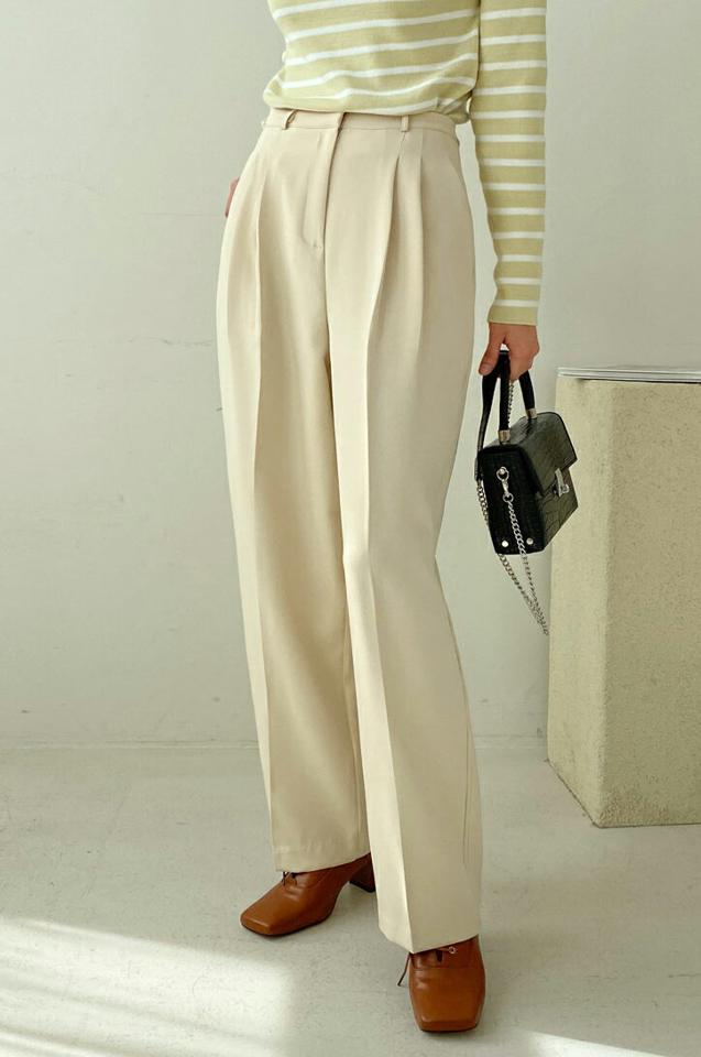 ツータックワイドスラックス・全3色・t71708 レディース 【pt】スラックス パンツ ズボン ロングパンツ タック ワイドパンツ 単色 無地 シンプル 大人 オフィスカジュアル きれいめ ハイウエスト 春 秋 冬 韓国ファッション ハイホリHIHOLLI