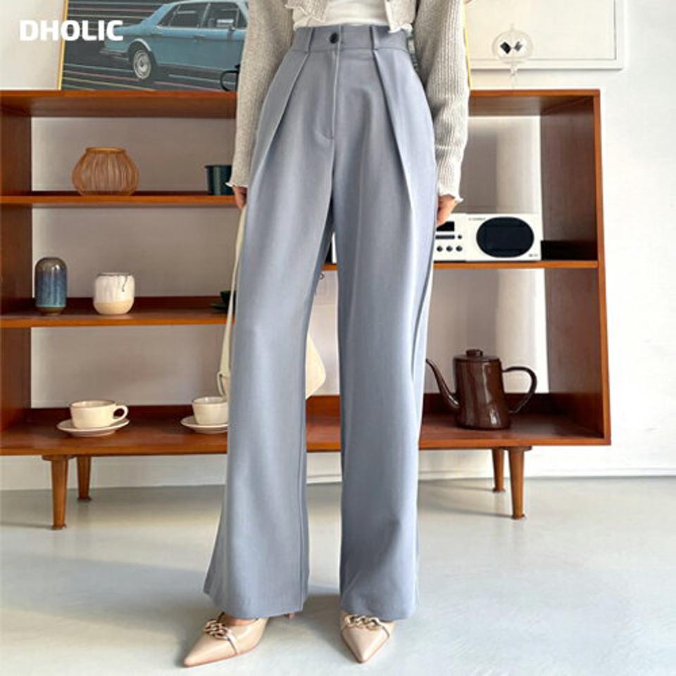 ワンタックワイドスラックス・全2色・t00154 レディース 【pt】韓国ファッション ボトムス ロング ロングパンツ スラックスパンツ スラックス ワンタック ワイド ハイウエスト 無地 シンプル フェミニン カジュアル 秋 冬