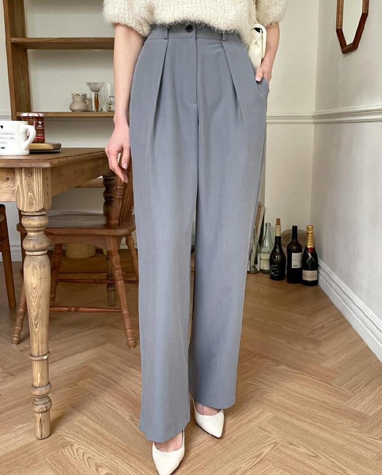 ワンタックワイドスラックス・全2色・t00154 レディース 【pt】韓国ファッション ボトムス ロング ロングパンツ スラックスパンツ スラックス ワンタック ワイド ハイウエスト 無地 シンプル フェミニン カジュアル 秋 冬